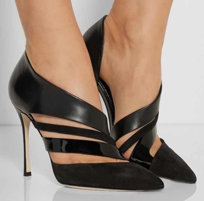 sergio rossi cutout suede pumps