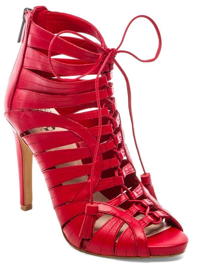 vince camuto narrital lace up bootie sandals red