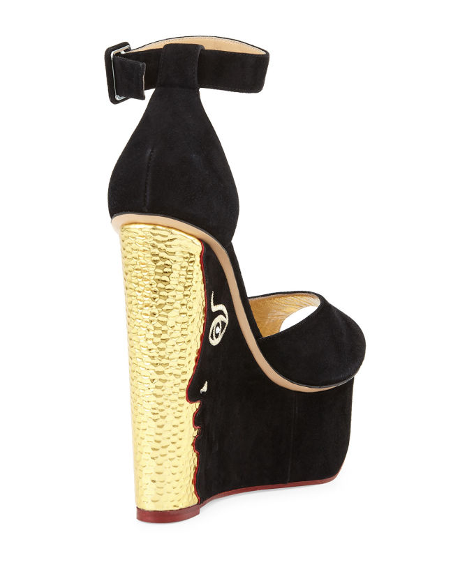 Charlotte Olympia Two-Faced Suede & Metallic Leather Platform Sandal