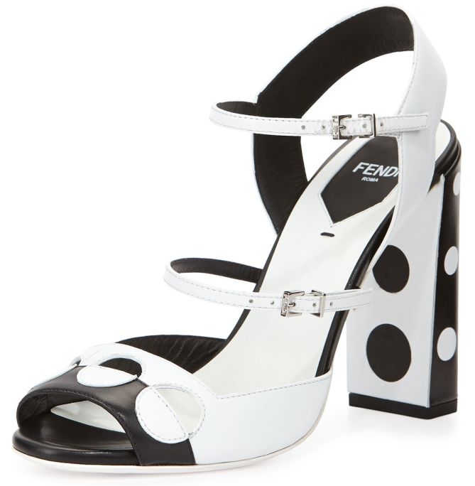 fendi two tone polka dot sandals