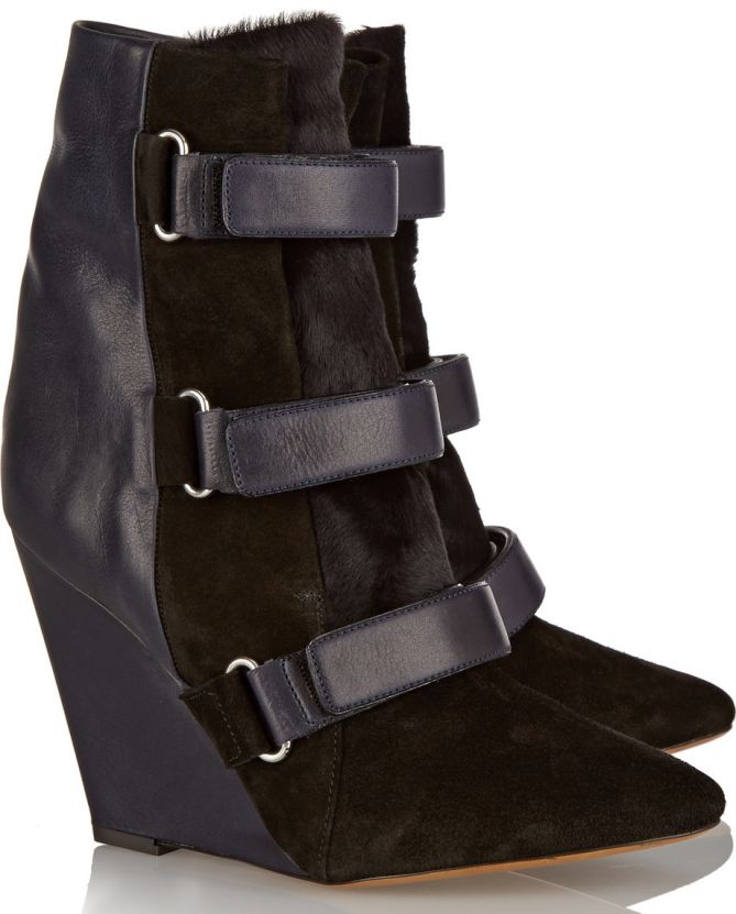 isabel marant scarlet calf hair wedge strappy boots 2