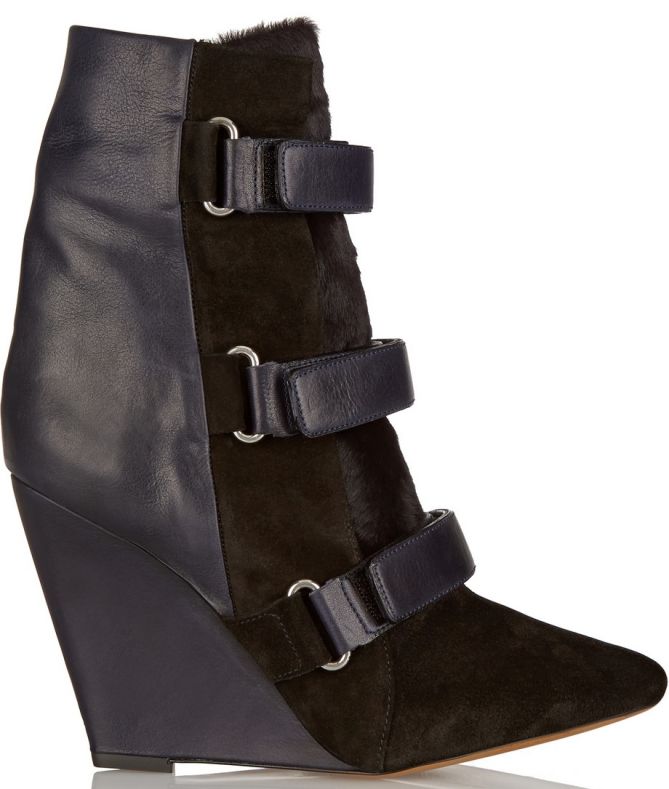 isabel marant scarlet calf hair wedge strappy boots