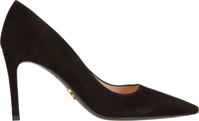 prada pointed toe suede pumps