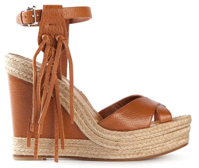 valentino fringed wedges espadrille sandals