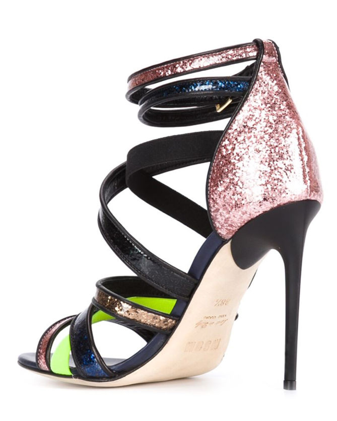 Multicoloured leather glitter strappy sandals from MSGM3