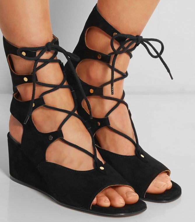 chloe lace up sandals wedge