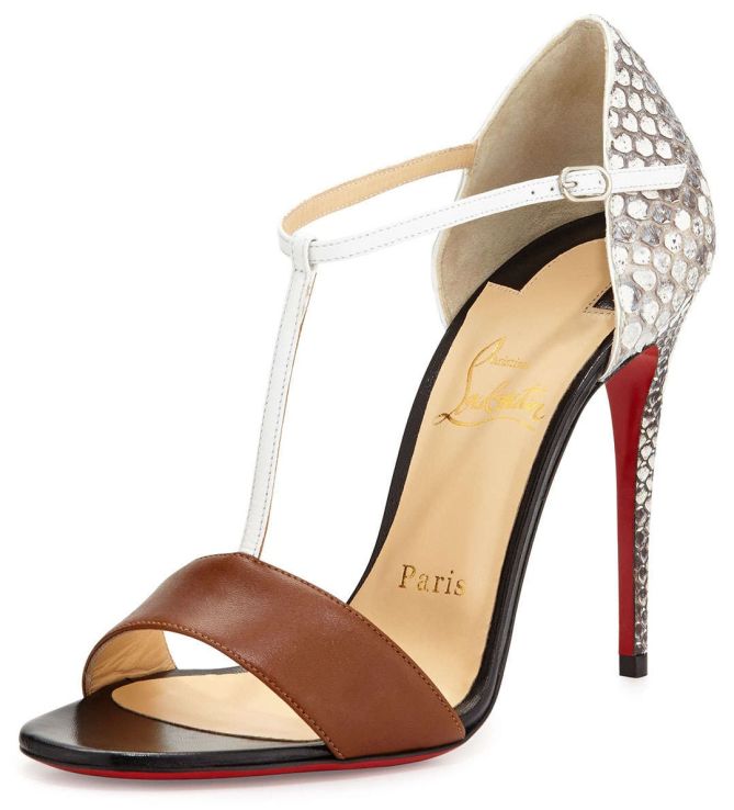 christian louboutin python t-strap true blue sandals