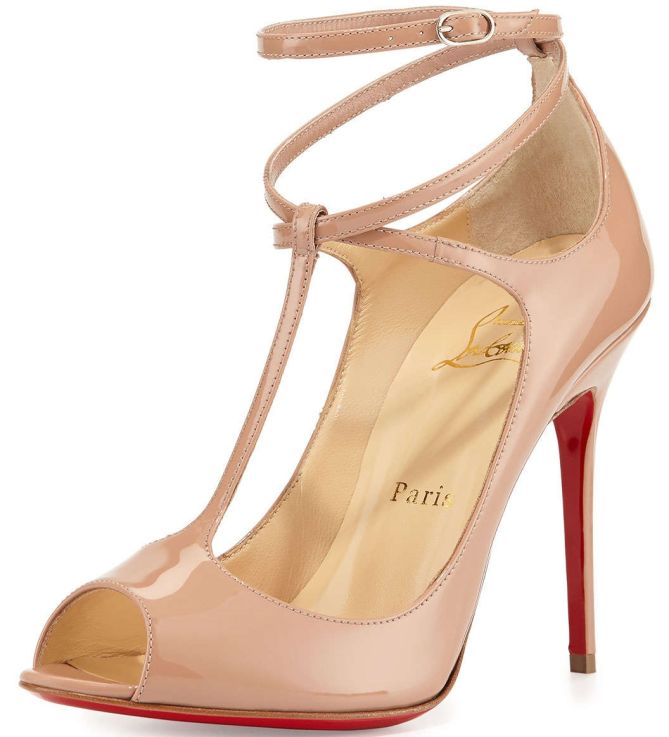 christian louboutin talitha patent t strap pumps