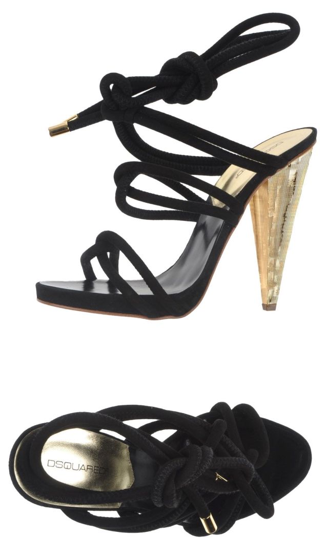 dsquared 2 ribbon tie cone heel sandals