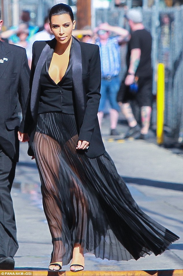 kim kardashian sheer skirt givenchy sandals jimmy kimmel 4