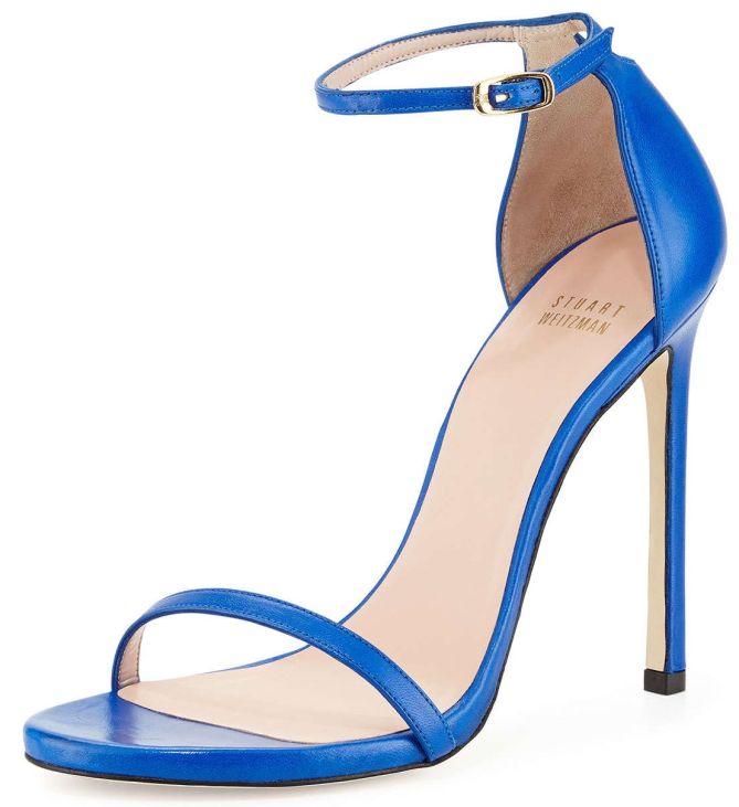 stuart weitzman sandals nudist blue metallic