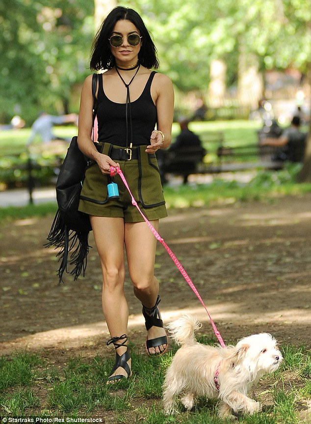 vanessa hudgens ankle wrap tie sandals new york dog walk 0