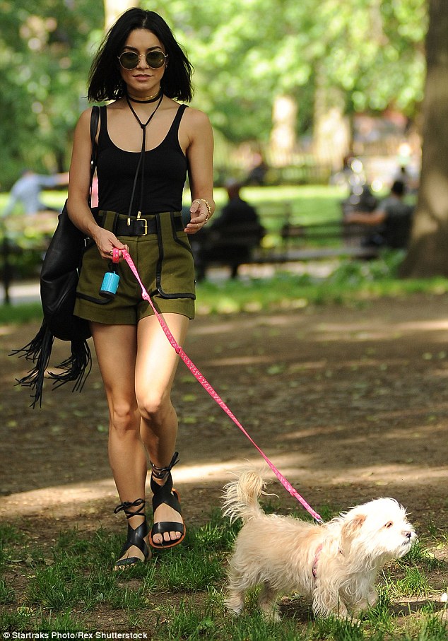 vanessa hudgens ankle wrap tie sandals new york dog walk