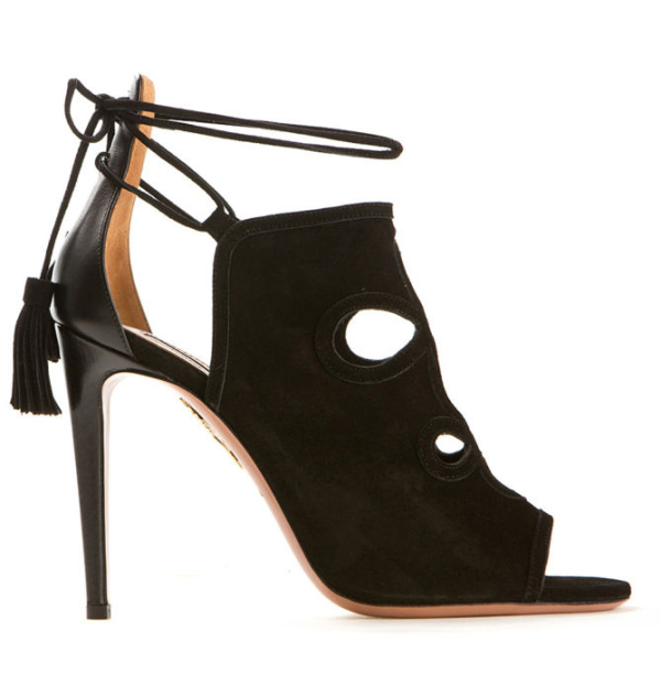 AQUAZZURA GET ME EVERYWHERE BLACK LEATHER AND SUEDE SANDALS Shoes Post