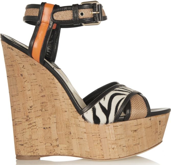 brian atwood isotta cork mixed media wedges