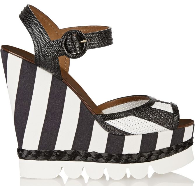 dolce gabbana striped leather wedges