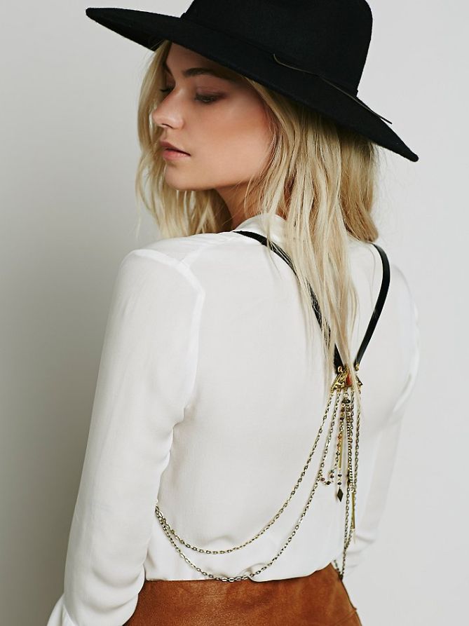 free people chain leather bread harness
