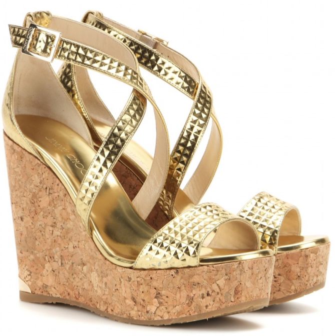 jimmy choo portia wedge gold metallic