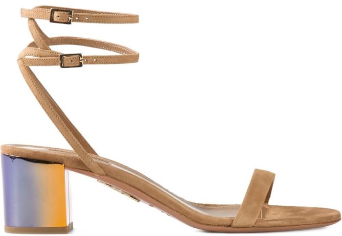 aquazzura block heel iridescent sandal ankle wrap