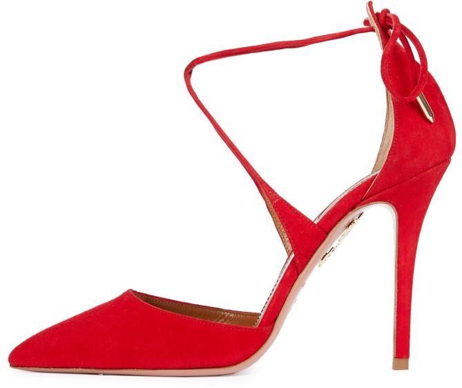 aquazzura matilda pumps in red suede 2