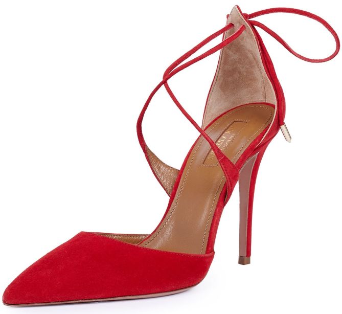 aquazzura matilda pumps in red suede