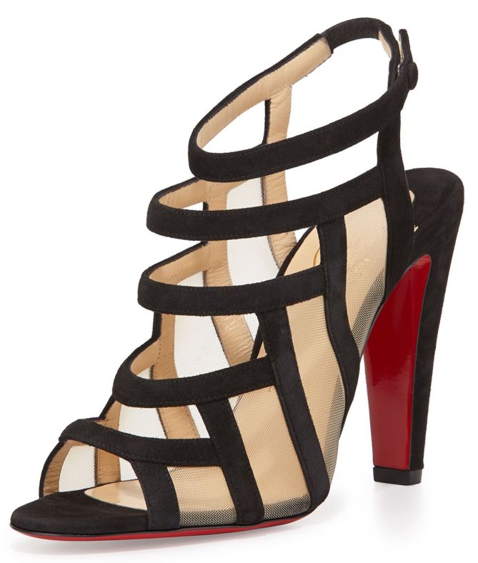 christian louboutin nicobar mesh and suede strappy sandals