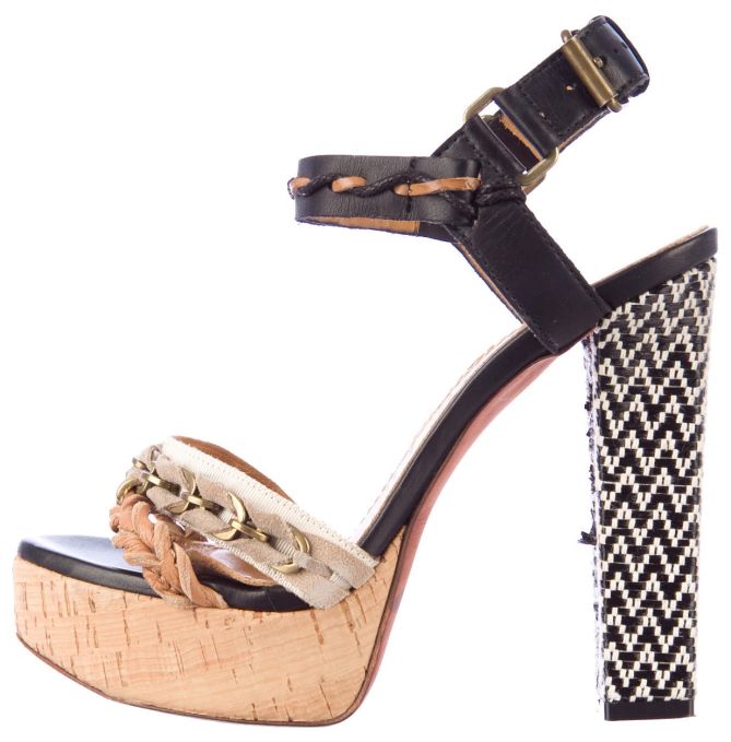 lanvin woven platform sandals detailed