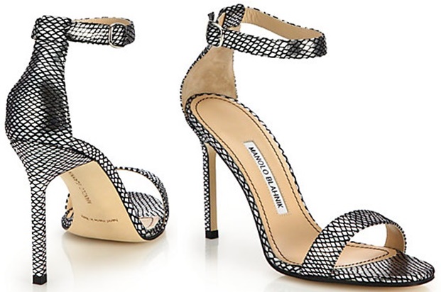 manolo blahnik chaos metallic mesh print