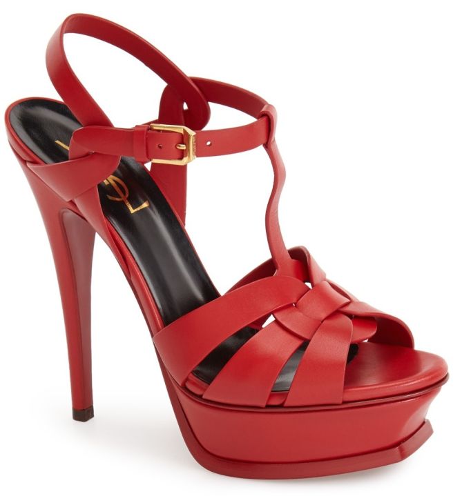 saint laurent tribute sandals red