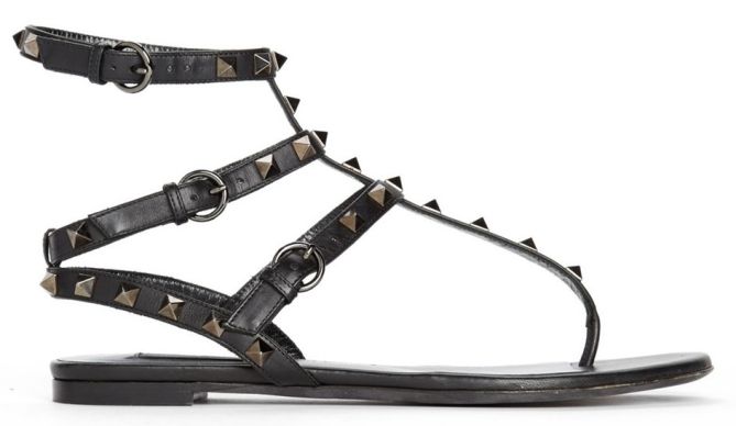 valentino rockstud noir thong leather sandals