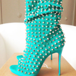 shoe replicas - CHRISTIAN LOUBOUTIN Carapachoc 100 Spiked Leather Peep-toe Ankle ...