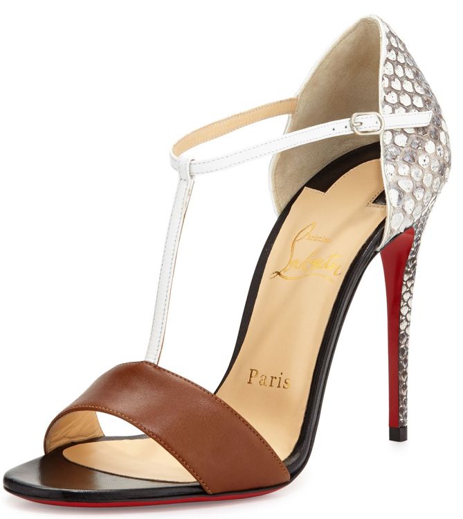 christian louboutin true blue python t strap sandals