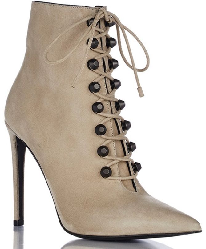 balenciaga studded pointed lace up leather boots
