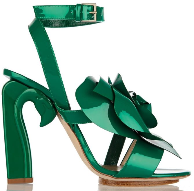 delpozo applique leather patent sandals