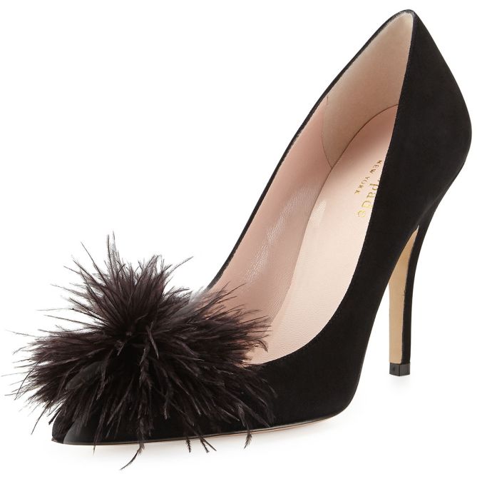 kate spade lilo pouf feather pumps