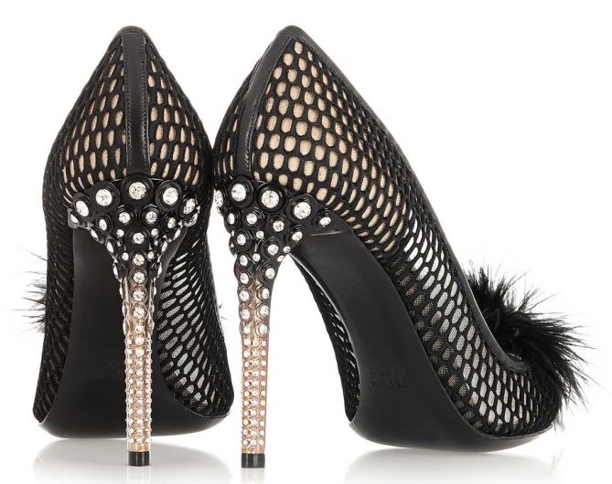 miu miu feather embellished perforated cutout mesh honeycomb crystal heel pumps23