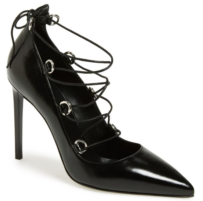 saint laurent paris lace up pumps