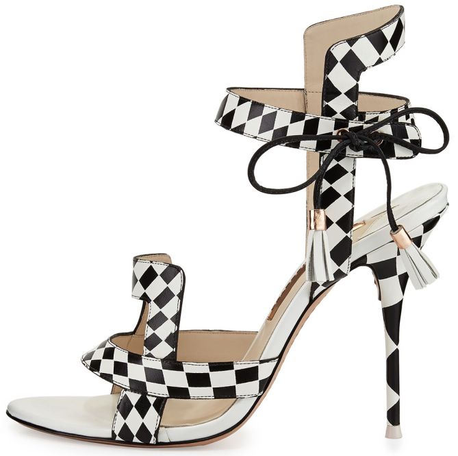sophia webster poppy checkered sandals cutout tassel