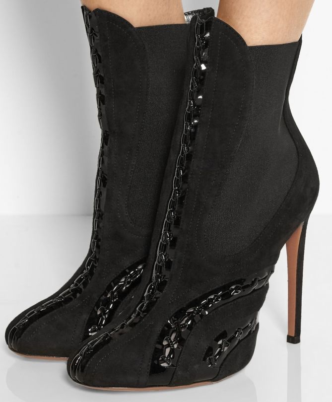 alaia suede patent paneled boots 2