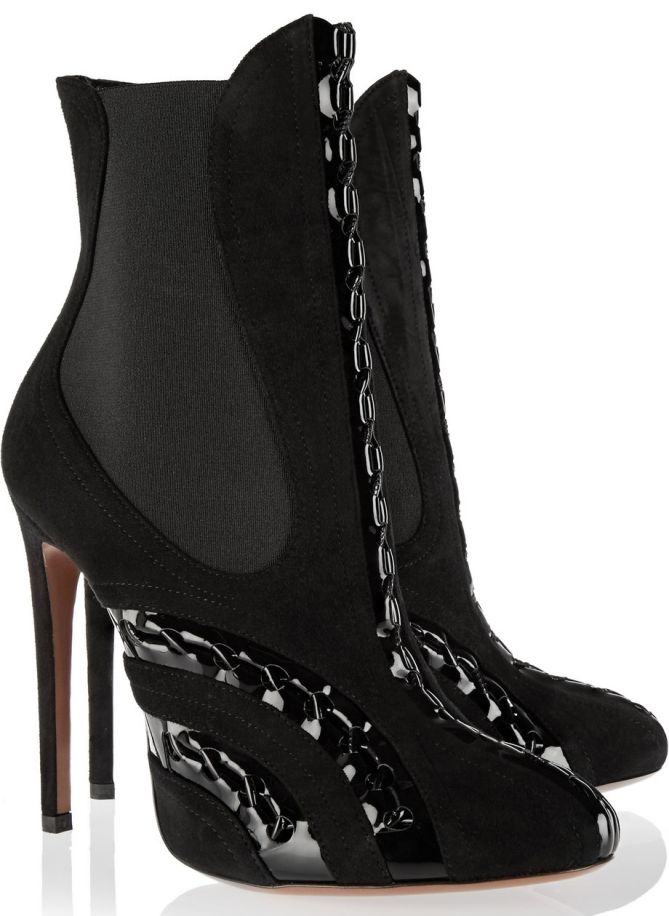 alaia suede patent paneled boots 3