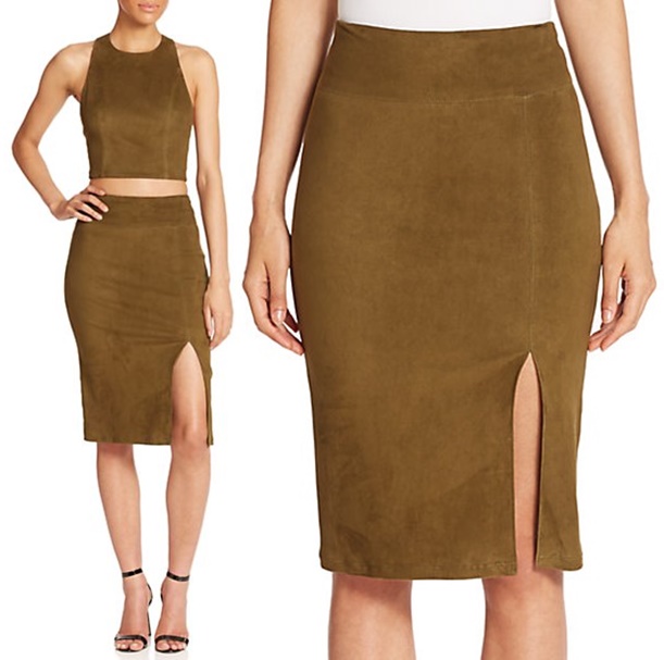 alice olivia suede skirt