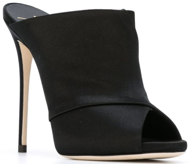 giuseppe zanotti black criss cross peep toe mules