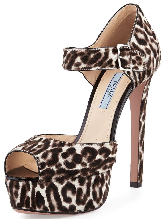 prada hair calf leopard print sandals