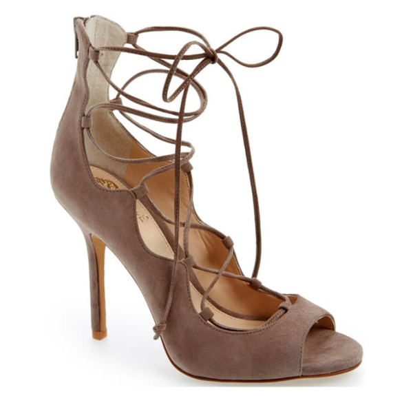 Vince Camuto Sandria Lace Up Peep Toe Sandal Shoes Post