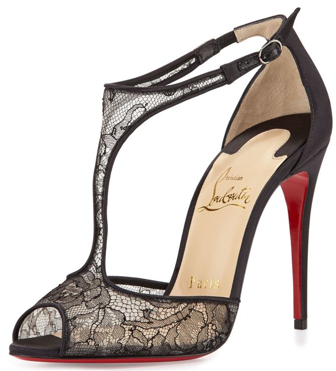 christian louboutin tiny lace t strap sandals