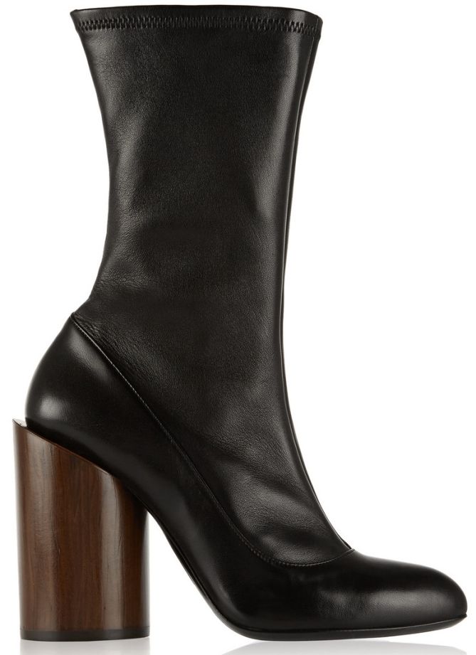 givenchy block wooden heel stretch mid calf boots