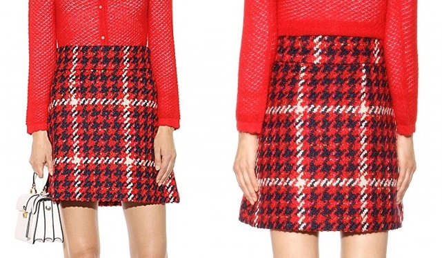 miu miu check plaid skirt wool-horz