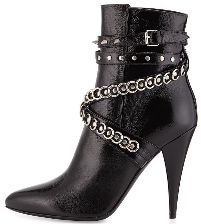 saint laurent chain wrapped tumbled leather boots 2