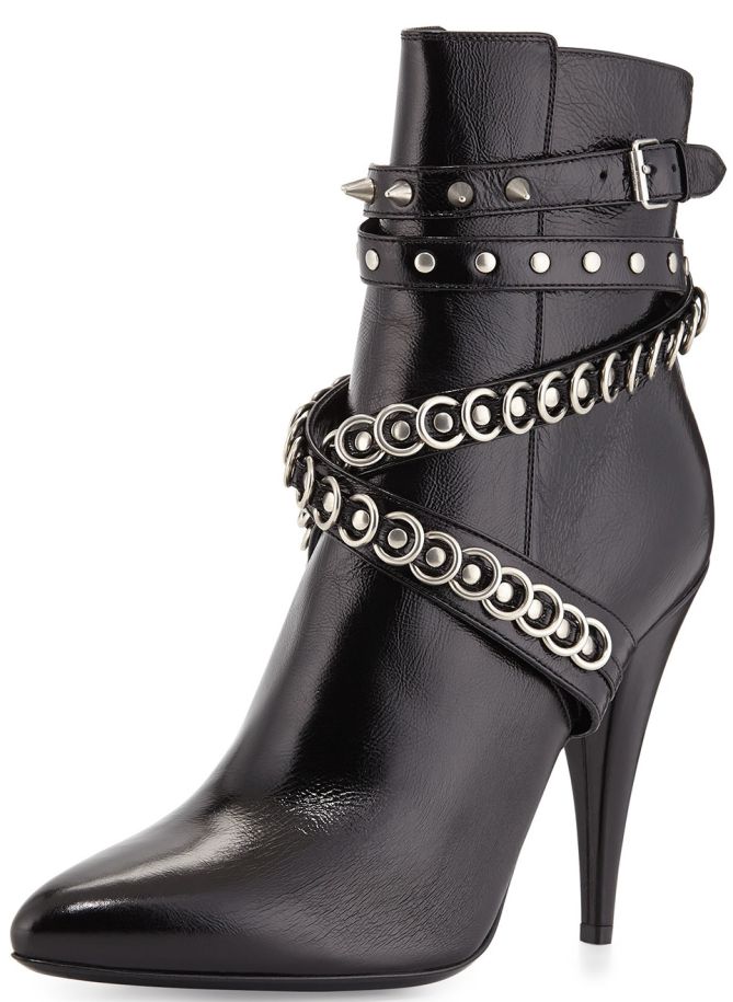 saint laurent chain wrapped tumbled leather boots