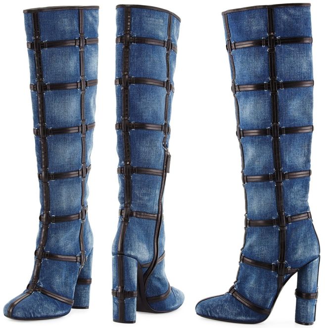 tom ford denim woven leather boots-horz